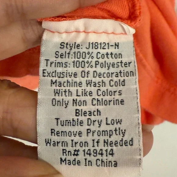 Johnny Was Acacia Seamed Relaxed Long Sleeve Tee Orange M - Picture 10 of 10